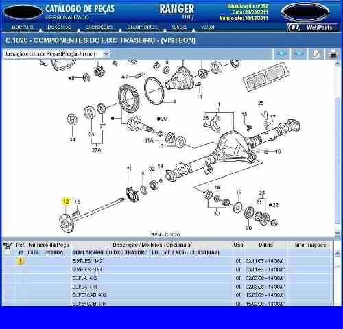 Semi Eixo D Diferencial Visteon 31 Dentes Ranger 98a01